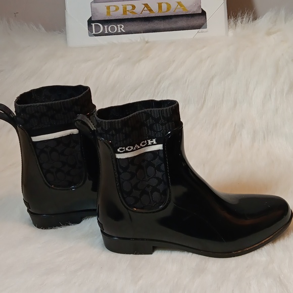 Coach Logo Rain Boots Size 8 Women - Picture 4 of 10
